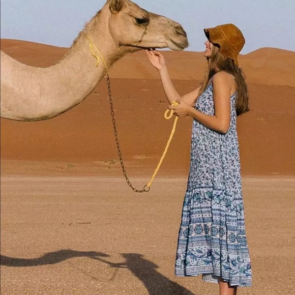 Boho Floral Gypsy Print Cami Maxi Dress Orange - Picture 10 of 16